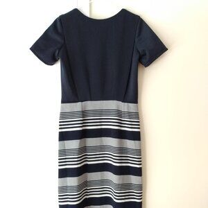 Mennonite Cape Dress 39.5"B 32"W Blue Striped